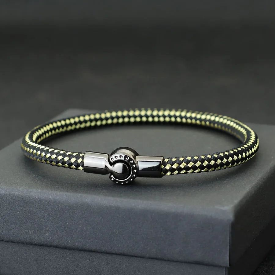 Outdoor Sports Cycling Mens Rope Bracelet Black Magnet Buckle Wrap Bangle Pulseira Corda Masculina Pulceras Hombres Elegante