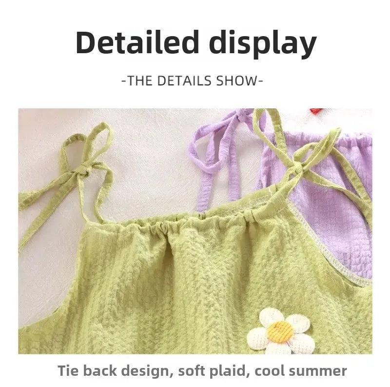 Girl Set Summer New Korean Fashionable Floral Vest Shorts Daily Wear Two-piece Set Kids Clothes Girls