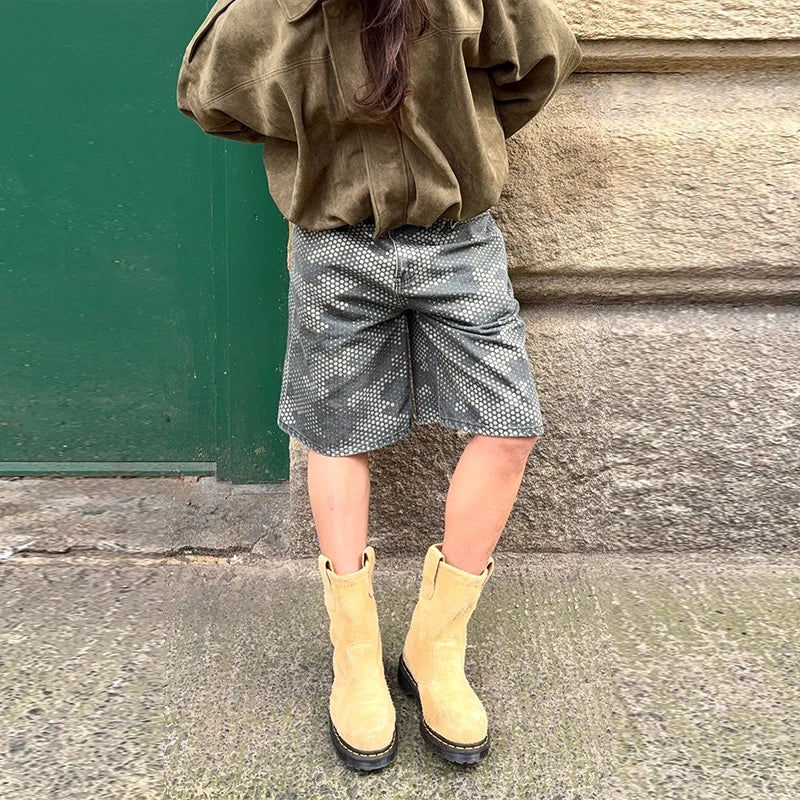 Fashion Coat Short Pant Women Set Casual Loose Lapel  Button Long Sleeve Female Jacket Suit 2025 Autumn High Street Lady Sets