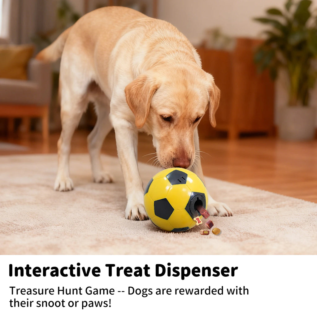 Interactive Dog Toys Treat Dispensers, Dog Giggle Treat Ball Rewards Puzzle Squeaky Soccer Ball, Mental Stimulation