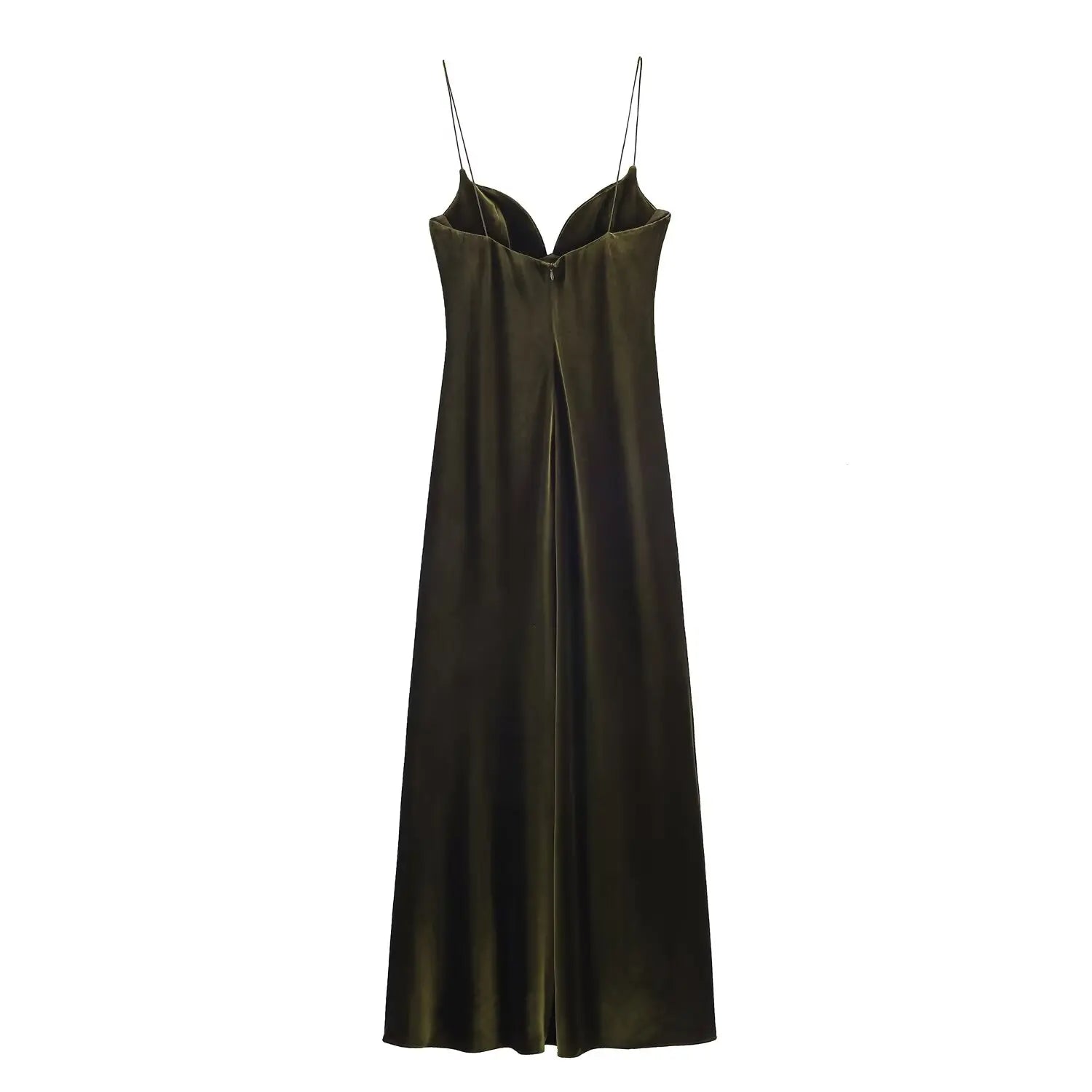HH 2025 Women Red V-Neck Holiday Style Satin Texture Long Dress Sleeveless Summer Women's Back Zipper Fashion Sling Dresses