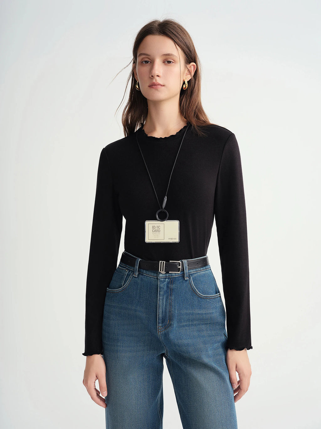 DUSHU Self-Heating Wool T-shirts Half-High Collar Soft Knit  Women's Longline Bralette Fall Winter Curvy Solid Color Pullovers