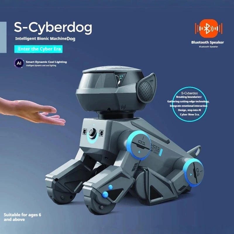 AI intelligent robot dog, interactive toys for children over 6 years old, gesture touch remote control Bluetooth speaker.