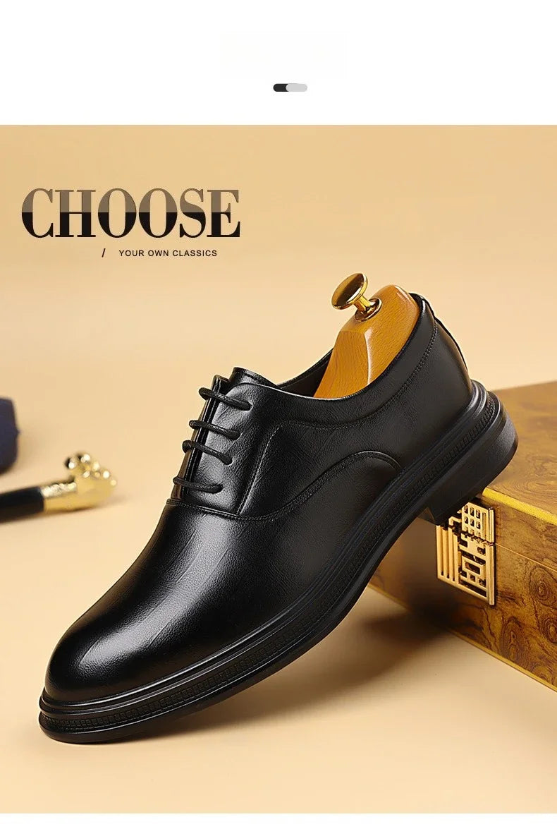 Men Dress Shoes Black Soft Leather Men Heighten Formal Shoes Casual Business Men Oxfords Suit Shoes