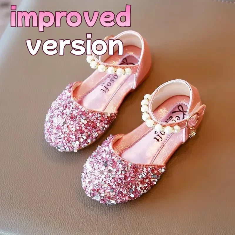 Summer Autumn Girls Leather Shoes Fashion Sequins Baby Girl Sandals Kids Princess Shoes Size 21-35