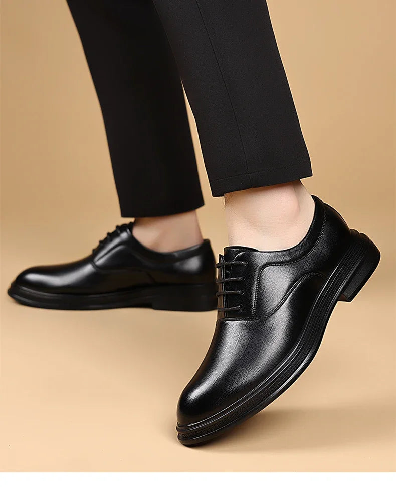 Men Dress Shoes Black Soft Leather Men Heighten Formal Shoes Casual Business Men Oxfords Suit Shoes