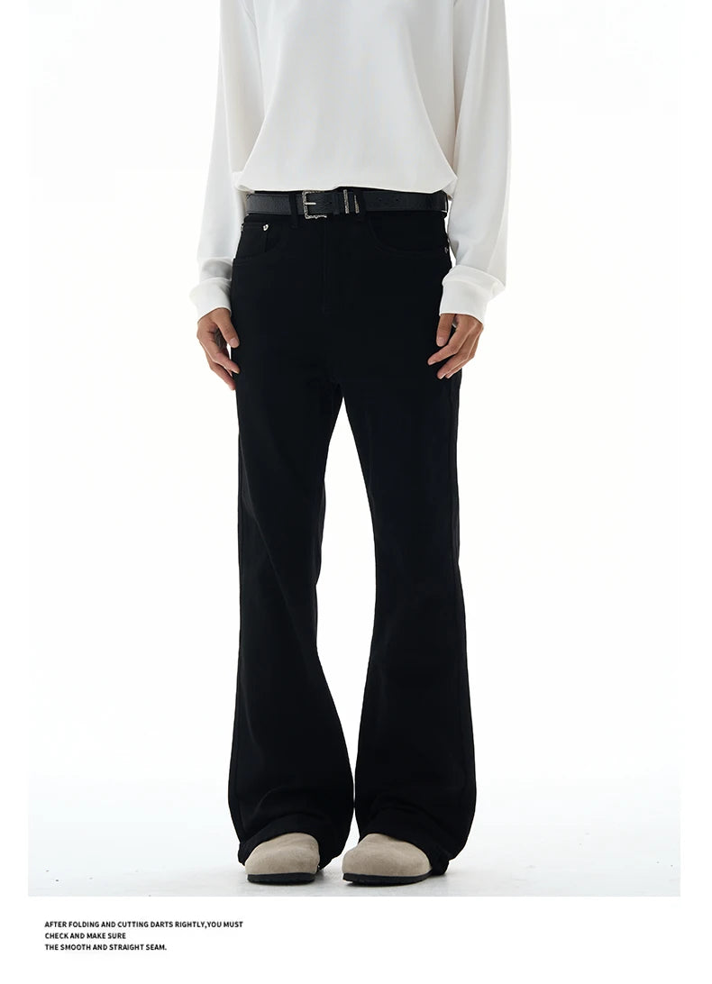 Men's Flared Pants Solid Stretch New Slim Wide Legs Fashion Trousers Hip Hop Casual Hippie Pants Male Streetwear