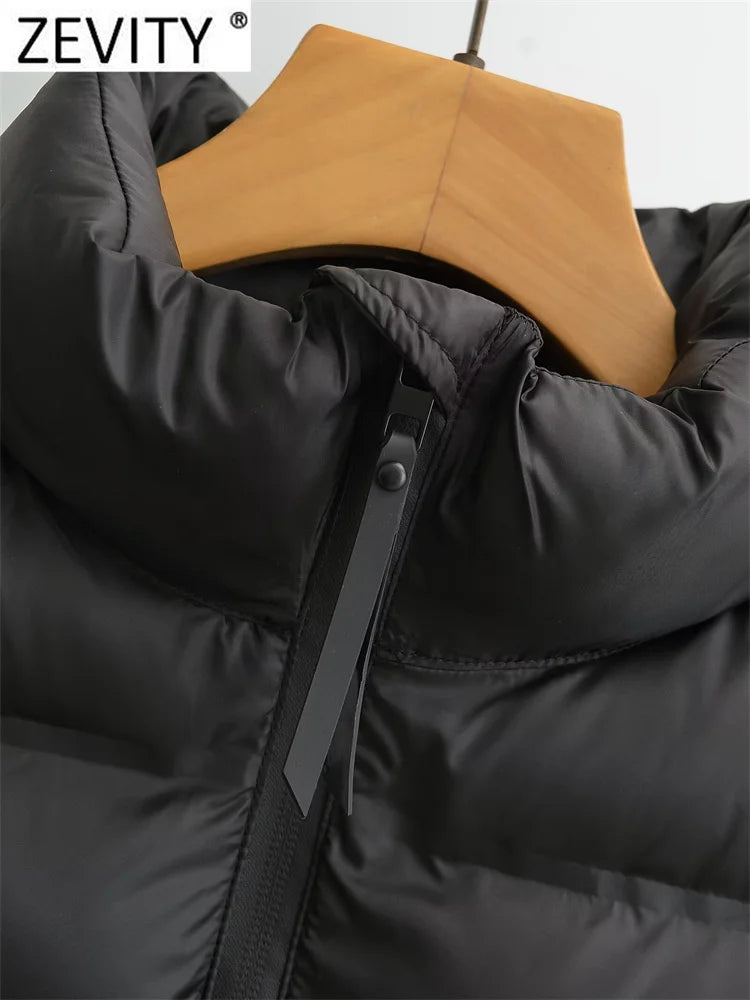 Women Vintage Long Sleeve Patchwork Cotton Padded Jacket Coat Female Pockets Outerwear Chic Zipper Short Tops CT5817