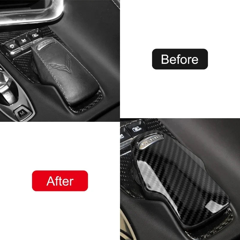 Car Accessories For Chevrolet Corvette C8 2020-2025 ABS Carbon Fiber Style Interior Gear Shift Knob Head Cover Trim 1pcs