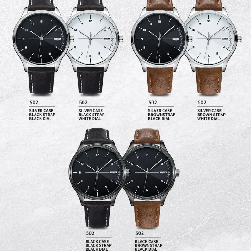 Fashion Business Men's Watches Top Brand Quartz Wristwatches for Man Simple Casual Leather Belt Male Clock relojes para hombres
