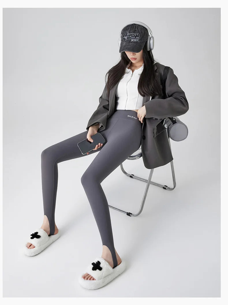 BIVIGAOS Autumn Winter New Rabbit Fleece Thicken Boots Leggings Women Slim Foot Pants Yoga Fitness Sports Warm Shark Leggings