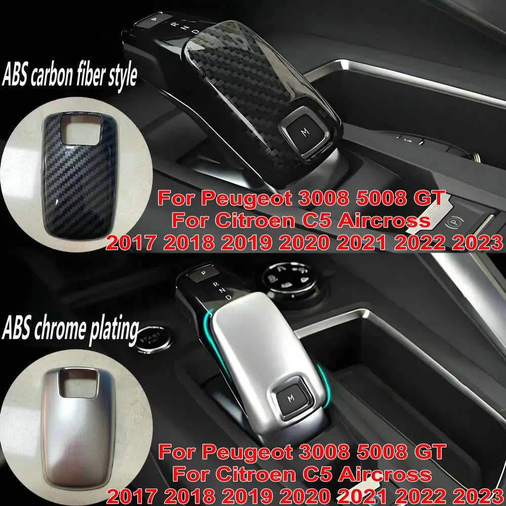 Car Shift Handle Decoration Cover Accessories For Peugeot 3008 5008 GT Citroen C5 Aircross 2017 2018 2019 2020 2021 2022 2023