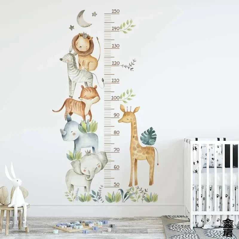 3PC Cartoon Animal Height Ruler Wall Stickers for Waterproof Removable PVC Home Decoration