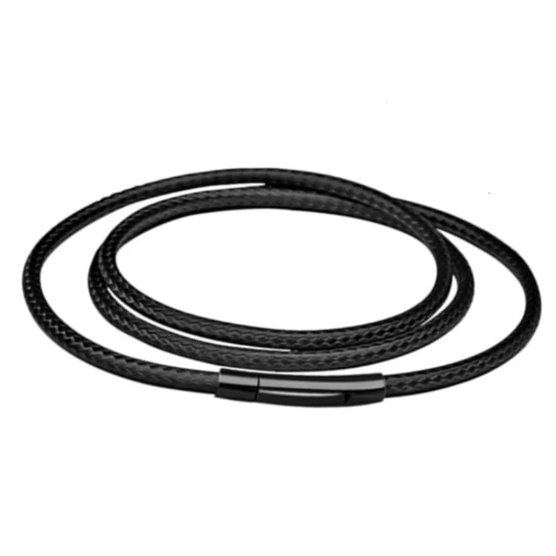 3mm Black Brown Braided Leather Rope Necklace for Men Chain Choker Men Collar Neck Diy Pendant Cord Colgante Hombres Cuello 60cm