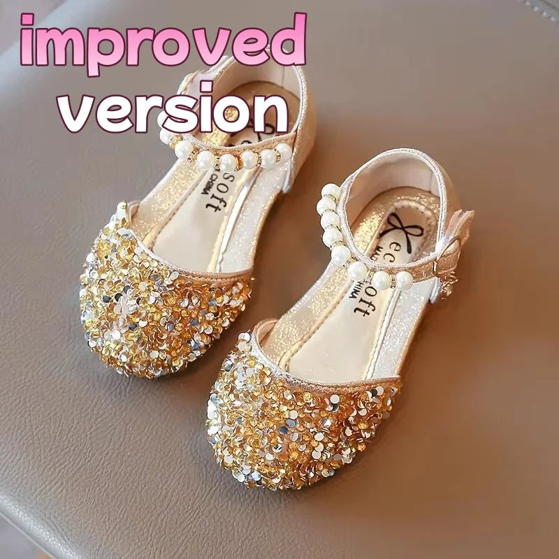 Summer Autumn Girls Leather Shoes Fashion Sequins Baby Girl Sandals Kids Princess Shoes Size 21-35