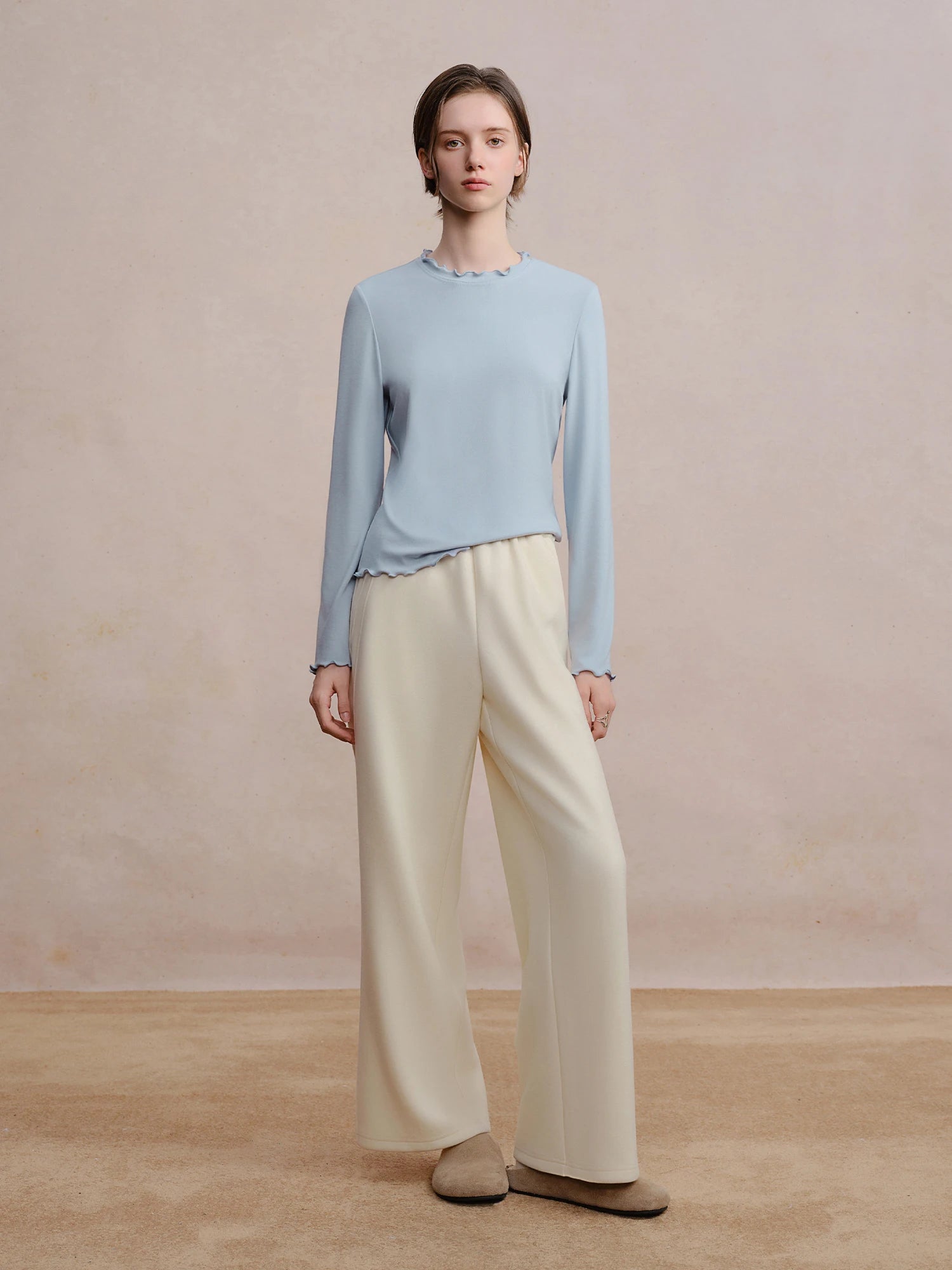 DUSHU Self-Heating Wool T-shirts Half-High Collar Soft Knit  Women's Longline Bralette Fall Winter Curvy Solid Color Pullovers