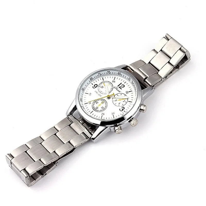 New Luxury Brand Men Silver Quartz Watches for Man Stainless Steel Watches Casual Unisex Clock Wristwatchrelojes Para Hombres