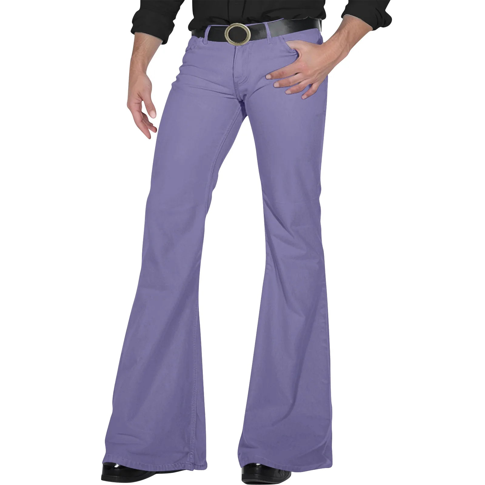 Flare Pants Men Spring Solid Color Daily Simple Classic Trousers Chic Comfortable Hip Hop Mopping Bottoms Disco Flared Pants
