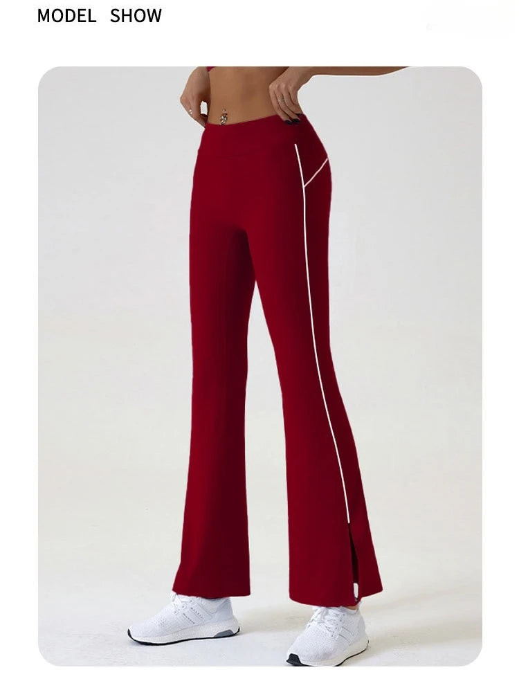 Flared Sports Yoga Pants High-Waisted Women Pants and Trousers Women Trousers Fitness Female Clothing Solid Color Women