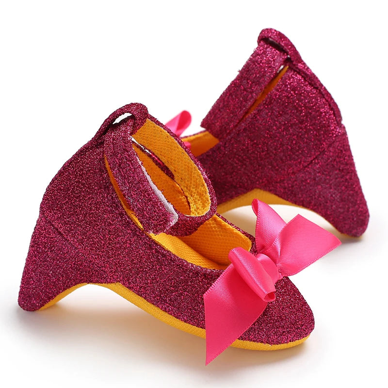 Spring and Autumn Girl Baby Anti slip Children's Shoes Girl Baby Beautiful Bow High Heels Girl Baby High Heels