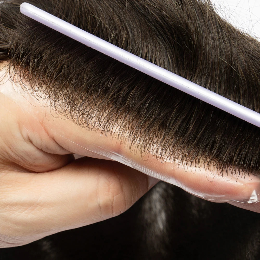 Invisible Knots Men Capillary Prosthesis Wig For Men 0.03mm Ultra Thin Skin Hair Replacement Men Toupee Natural Hair System Men