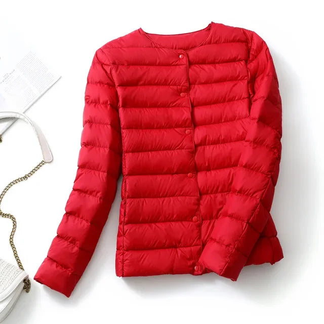 2024 New Spring Winter Women Liner Warm Down Jackets Ultralight Collarless Portable Female Padded Parkas O-Neck Puffer Overcoat