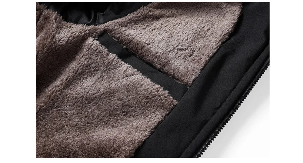 Winter Men Fleece Warm Padded Jacket Men Stand Collar Thermal Parkas Men Cotton Thicken Windbreaker Jacket Men Clothing