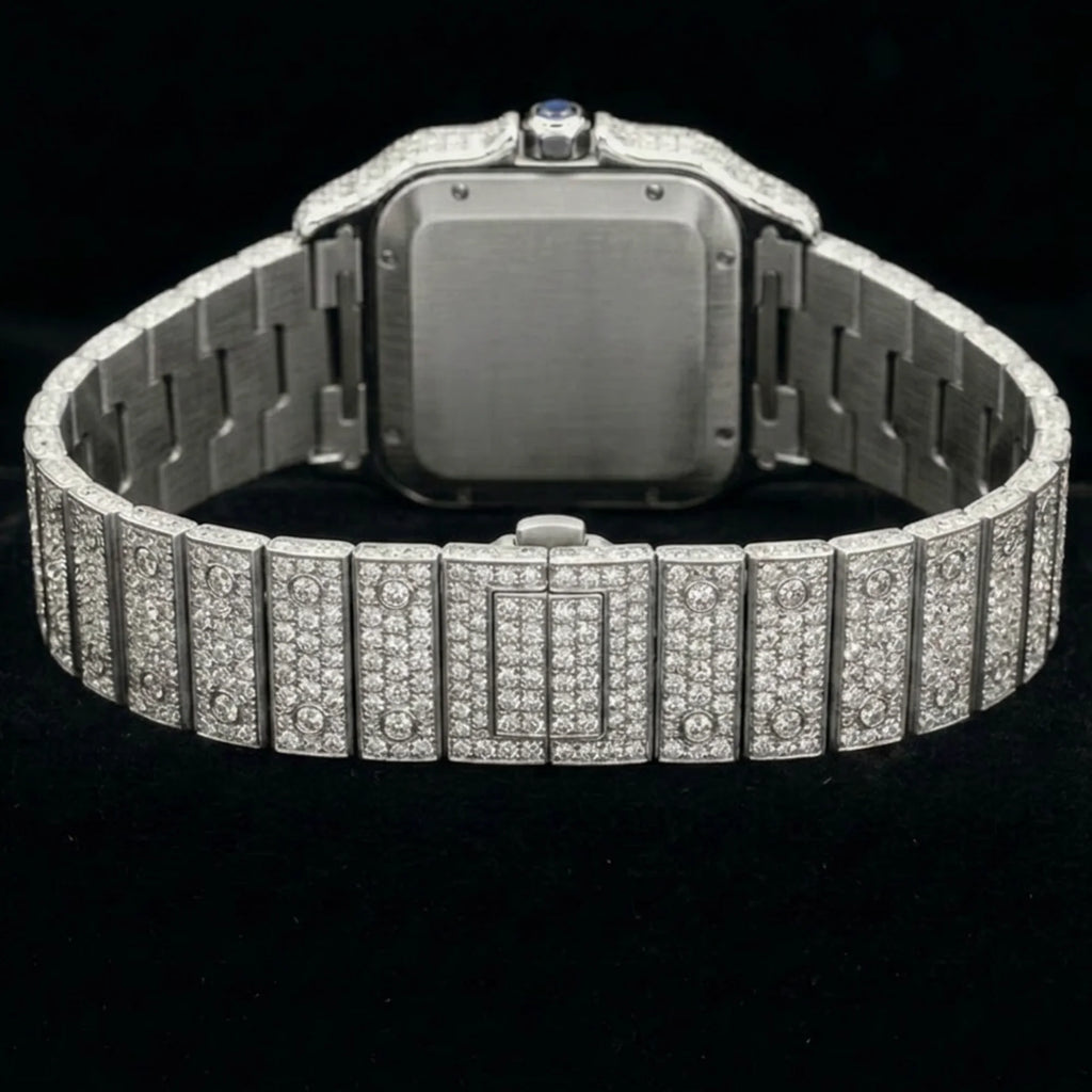 Moissanite Watch Men Iced Out Automatic Mechanical Roman Numerals Stainless Steel Luxury Wristwatch