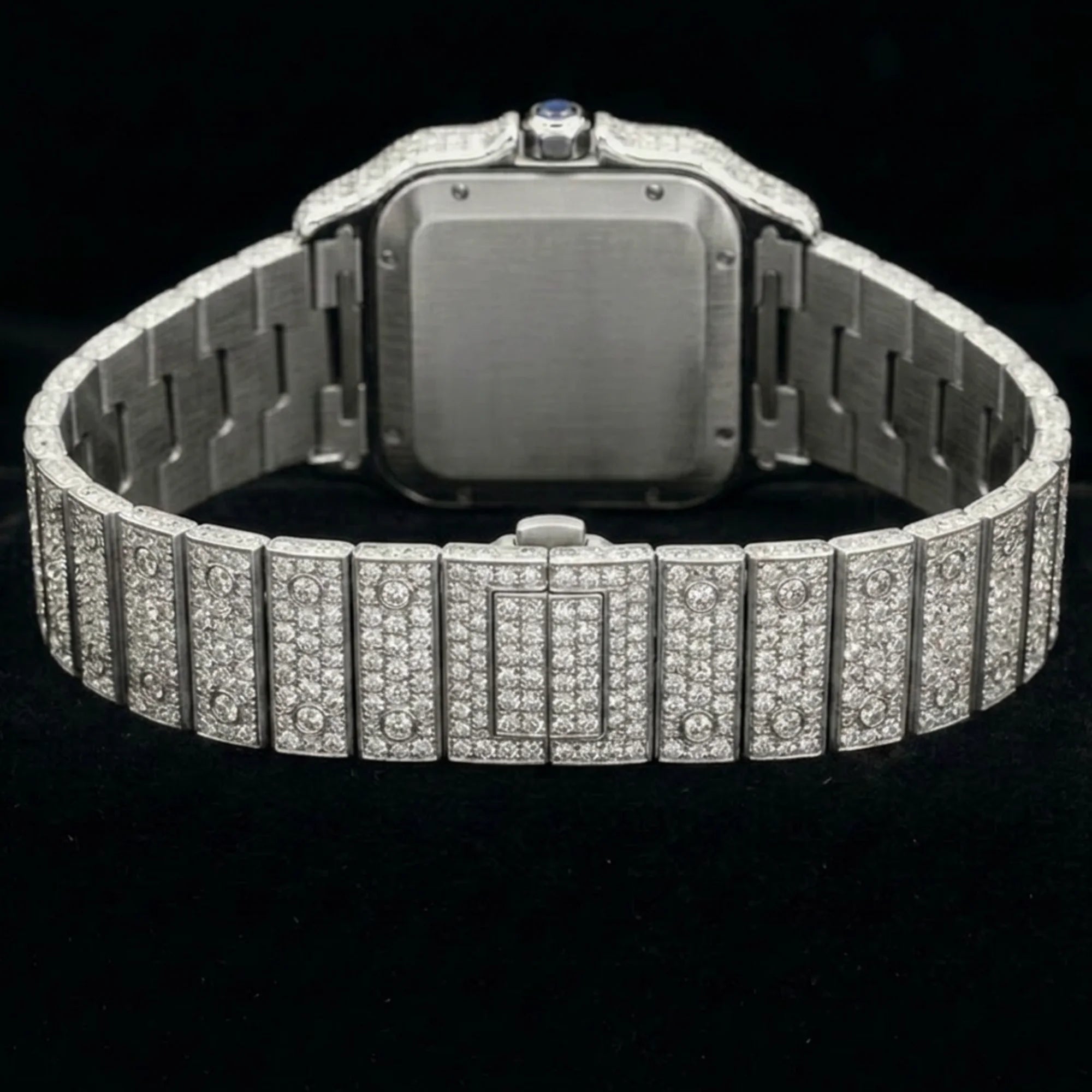Moissanite Watch Men Iced Out Automatic Mechanical Roman Numerals Stainless Steel Luxury Wristwatch