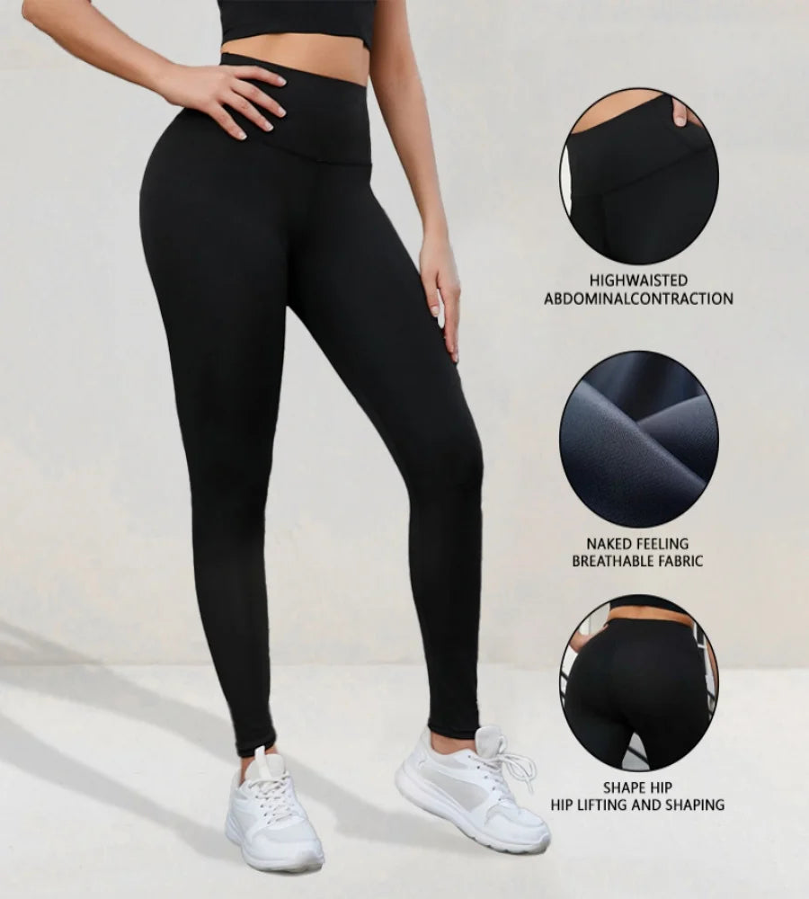 Women's High waisted yoga Leggings solid color slim fit Hip Lifting stretch leggings quick drying breathable fitness sport pants