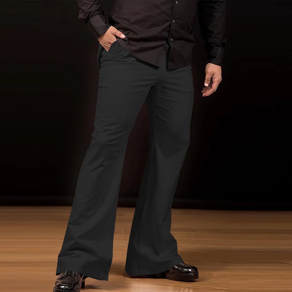Flare Pants Men Spring Solid Color Daily Simple Classic Trousers Chic Comfortable Hip Hop Mopping Bottoms Disco Flared Pants