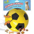 Interactive Dog Toys Treat Dispensers, Dog Giggle Treat Ball Rewards Puzzle Squeaky Soccer Ball, Mental Stimulation