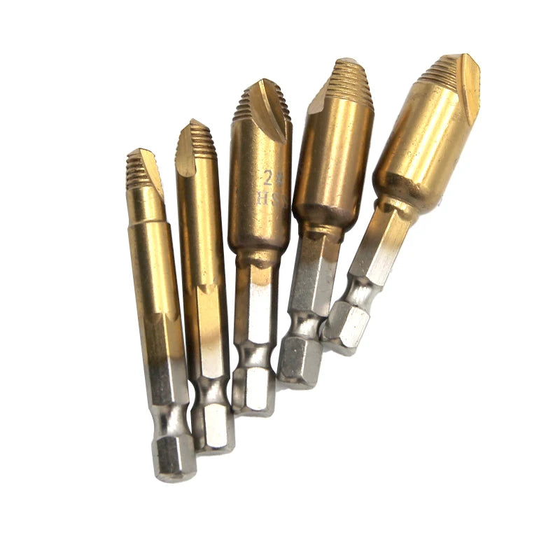 5pc hexagonal handle single head screw extractor wooden screw iron screw slide tooth broken end removal power tool accessory set
