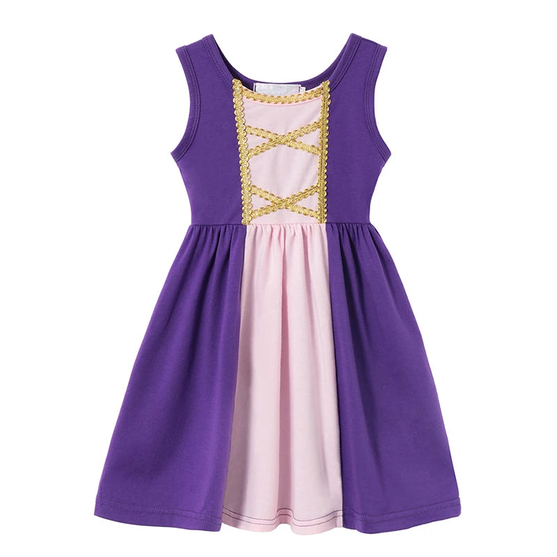 2025 Summer Elsa Anna Casual Dress Girls Cotton Clothes Children Sleeveless A-Line Dress Baby Kids Princess Casual Clothing 2-8Y