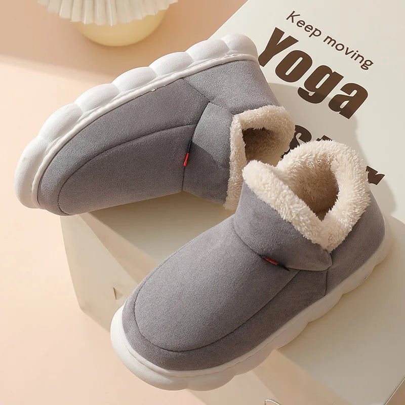 Shevalues Winter Fuzzy Men Shoes Fluffy Plush Men House Shoes Fashion Outdoor Antiskid Men Cotton Shoes Platform Fur Men Shoes