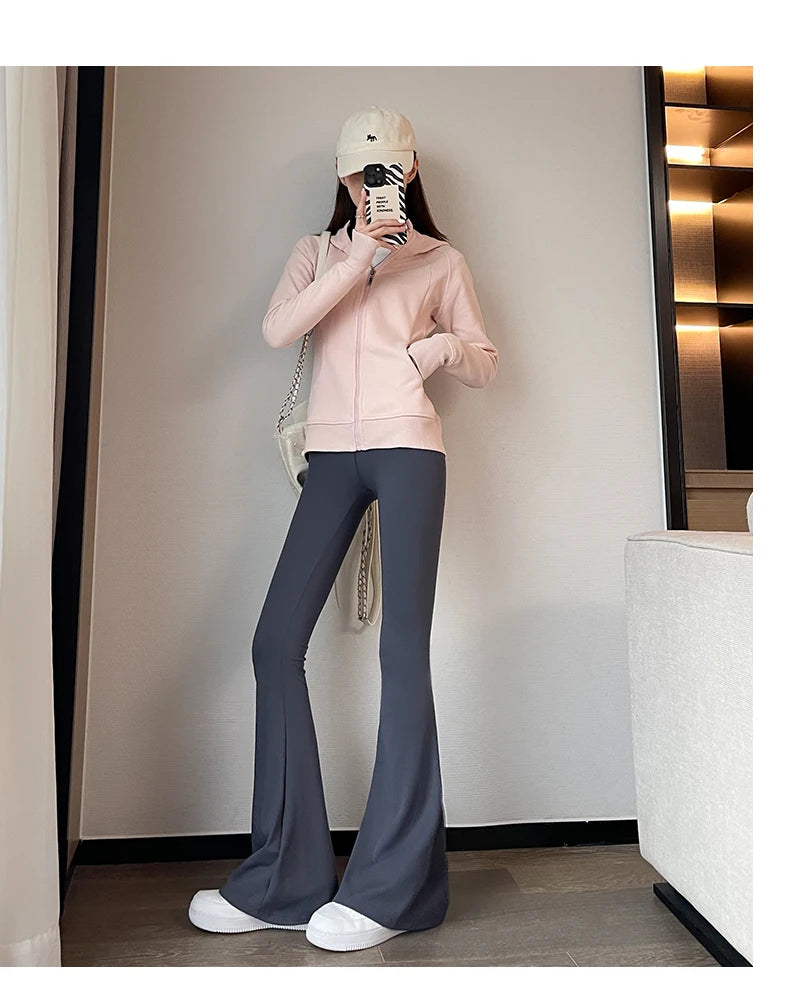 Shark Flared Pants for Women High Waist Skinny Black Casual Spring Autumn 2025 Dance Yoga Micro-Pull