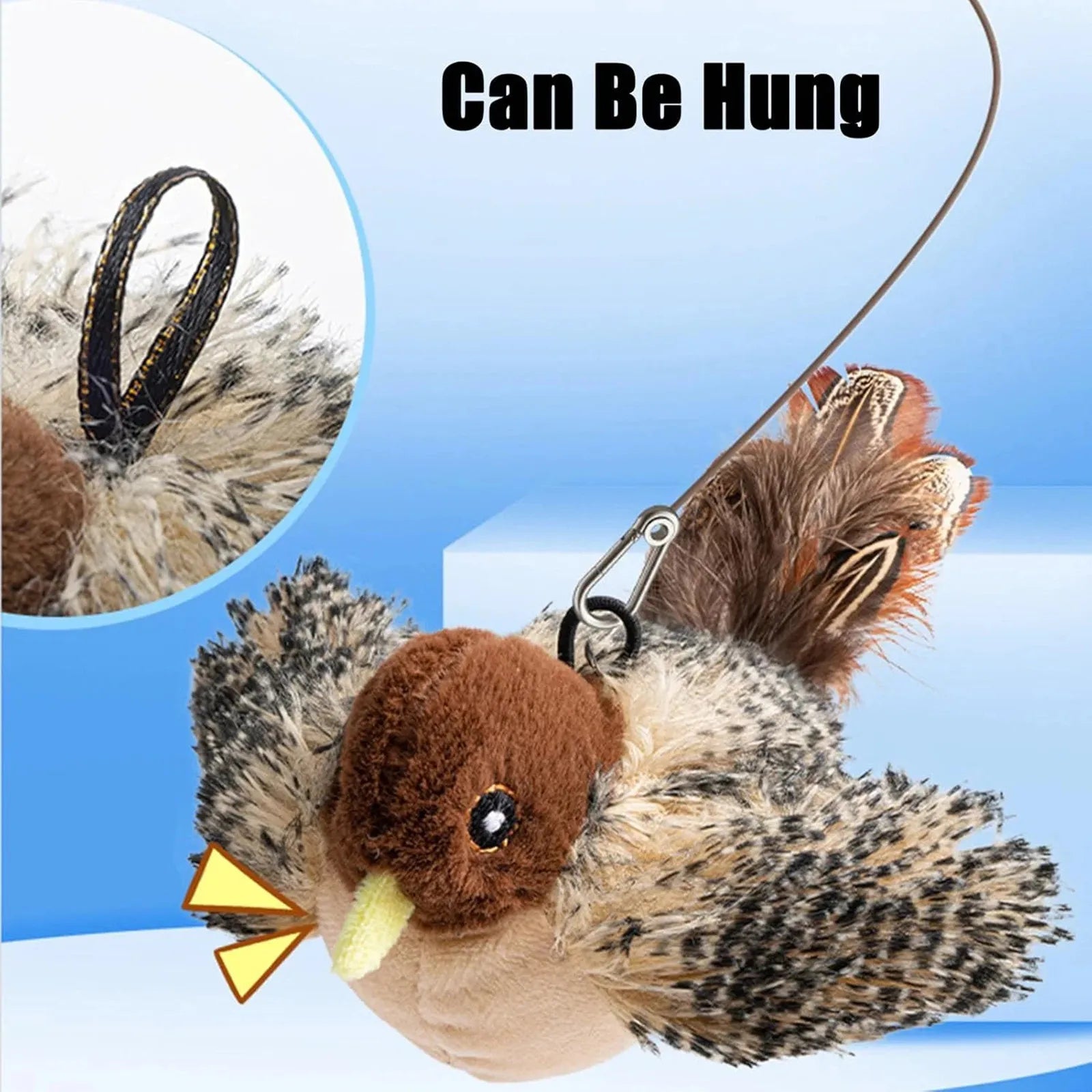 Interactive Cat Toys Flying Bird Cat Toy Flapping Wings Sparrow Toys Vivid Chirping Simulation Bird Interactive Cat Toy