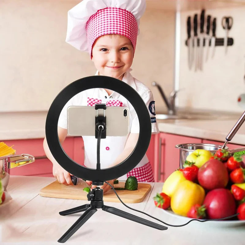 10" LED Ring Light with Tripod Stand Dimmable for Makeup & Live Streaming