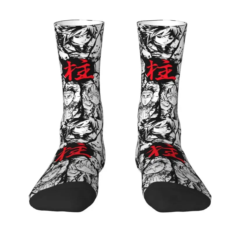 Custom Giyuu Tomioka Demon Slayer Men Women Crew Socks Unisex Kawaii Kimetsu No Yaiba Spring Summer Autumn Winter Dress Socks