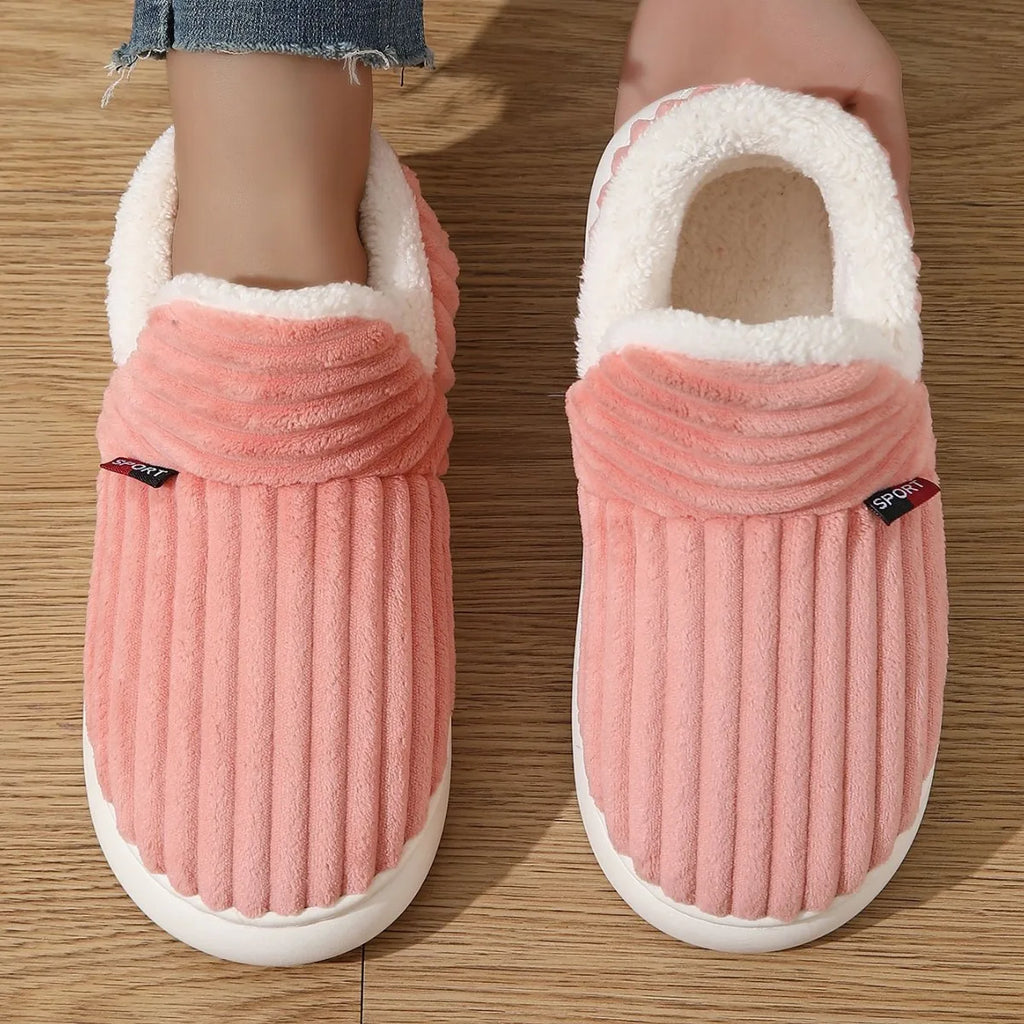 Bebealy Winter Fur Men Slippers Men Shoes Outdoor Nonslip Short Plush Men Slippers Casual Fuzzy House Ankle Men Boots Flat Shoes