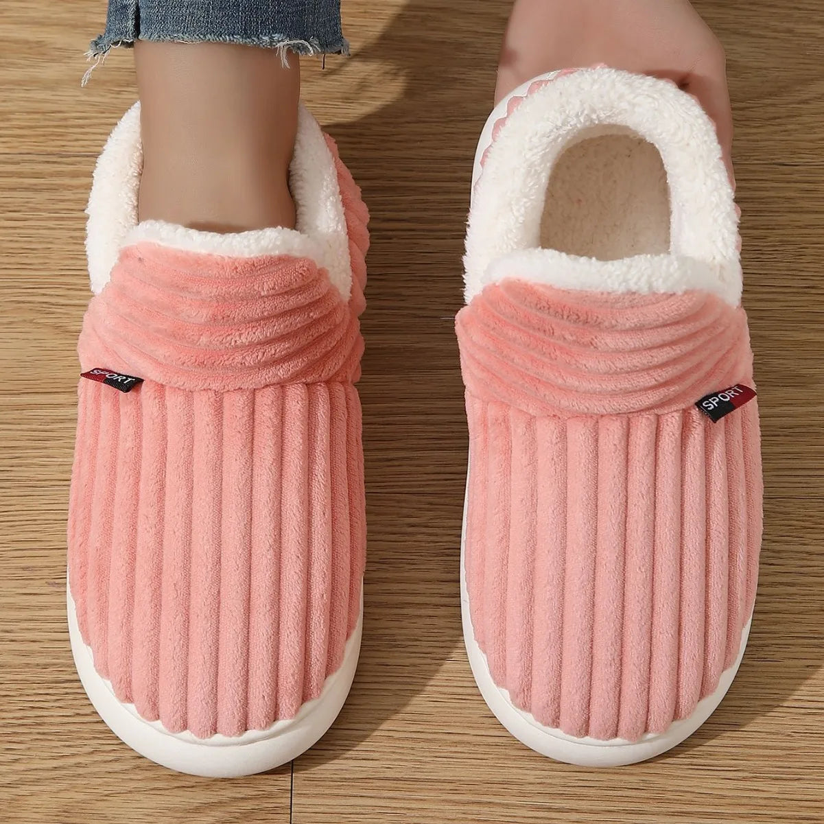 Bebealy Winter Fur Men Slippers Men Shoes Outdoor Nonslip Short Plush Men Slippers Casual Fuzzy House Ankle Men Boots Flat Shoes