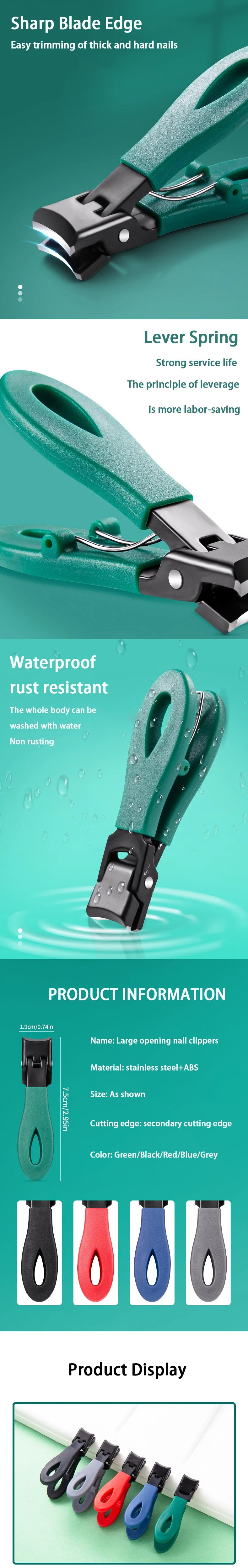 Portable Ultra Sharp Nail Clippers Stainless Steel Wide Jaw Opening Anti Splash Toe Fingernail Trimmers For Woman Man