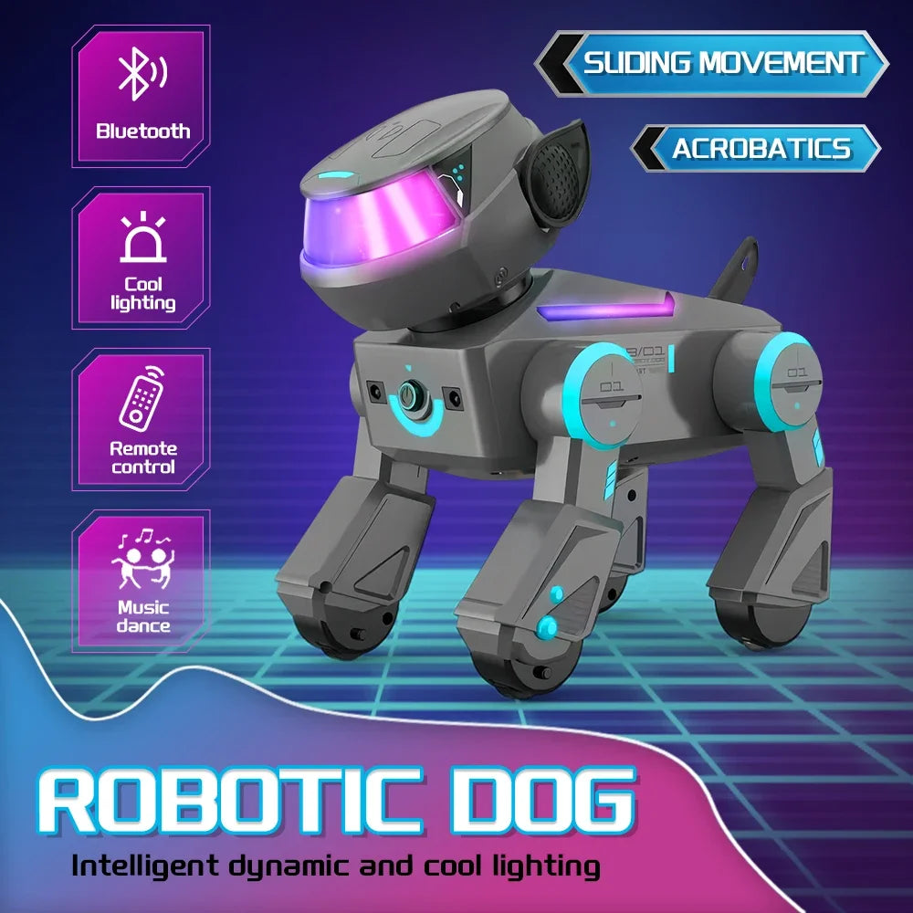 AI intelligent robot dog, interactive toys for children over 6 years old, gesture touch remote control Bluetooth speaker.