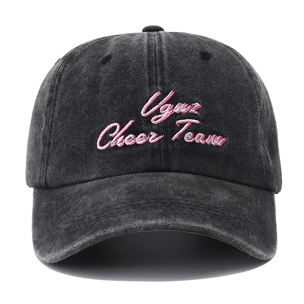 Unisex Letter Embroidery Washed Cotton Baseball Cap Adjustable Vintage Distressed Dad Hats for Women Men Gorras Para Hombres