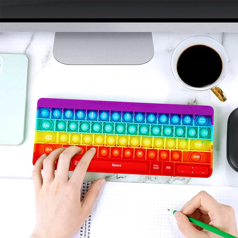 Rainbow Sensory Fidget Toys Keyboard Push Game Kids Anxiety Stress Relief Toy Juguetes Sensoriales Antiestrés Para Niños