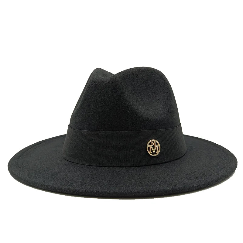 Navy blue men's fedora hat women's couple party fedora Panama hat unisex hat navy blue fedora gorras para hombres