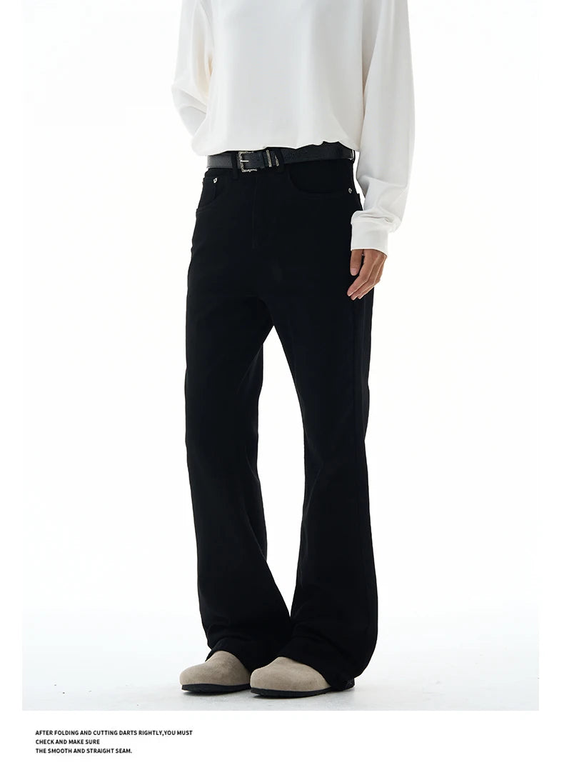 Men's Flared Pants Solid Stretch New Slim Wide Legs Fashion Trousers Hip Hop Casual Hippie Pants Male Streetwear