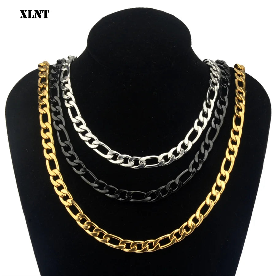 Fashion New Figaro Chain Necklace Men 3mm Stainless Steel Gold Color Long Necklace for Men Jewelry Gift Collar Hombres