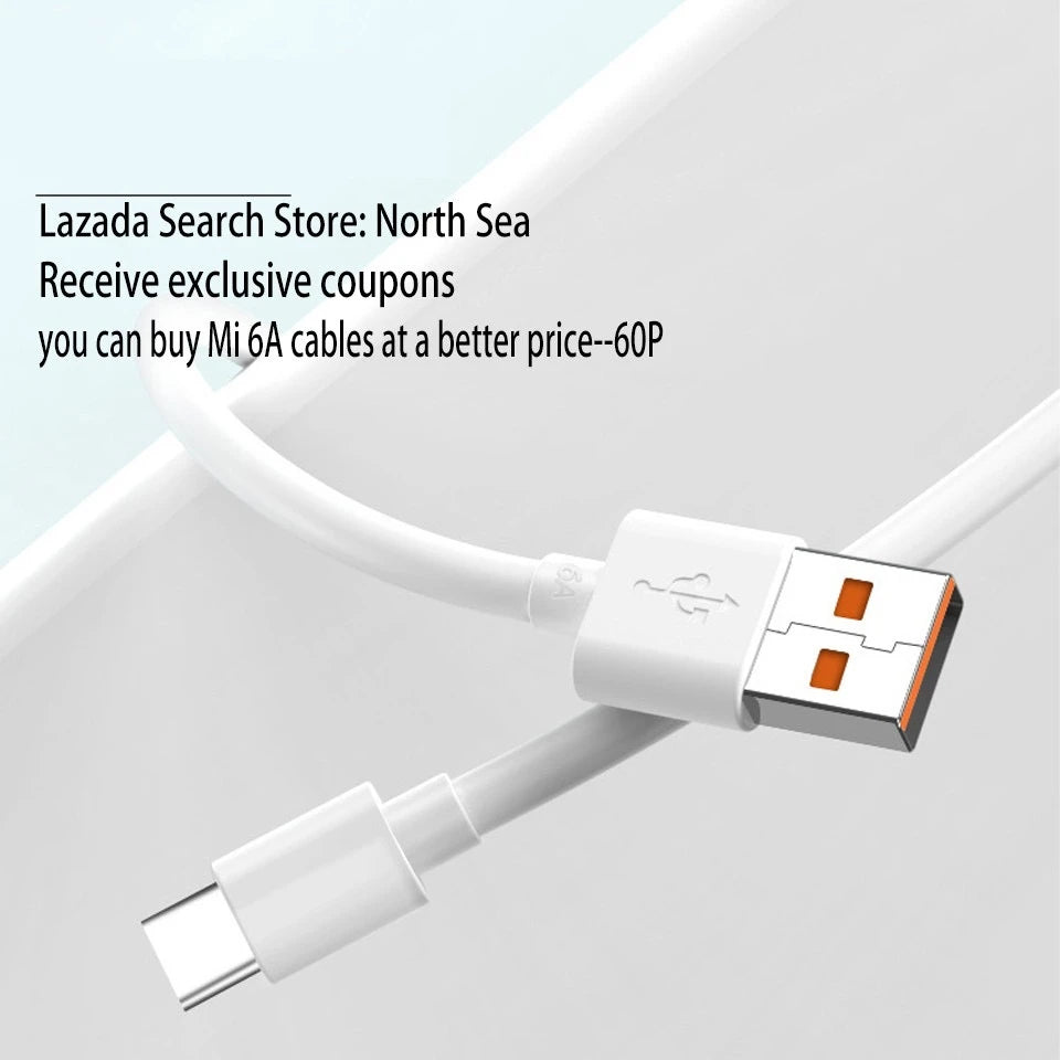 Original Xiaomi 6A 120W USB C-type ultra fast charging cable Xiaomi Mi 13 12 Pro Realme POCO 12 Turbo fast charging data cable