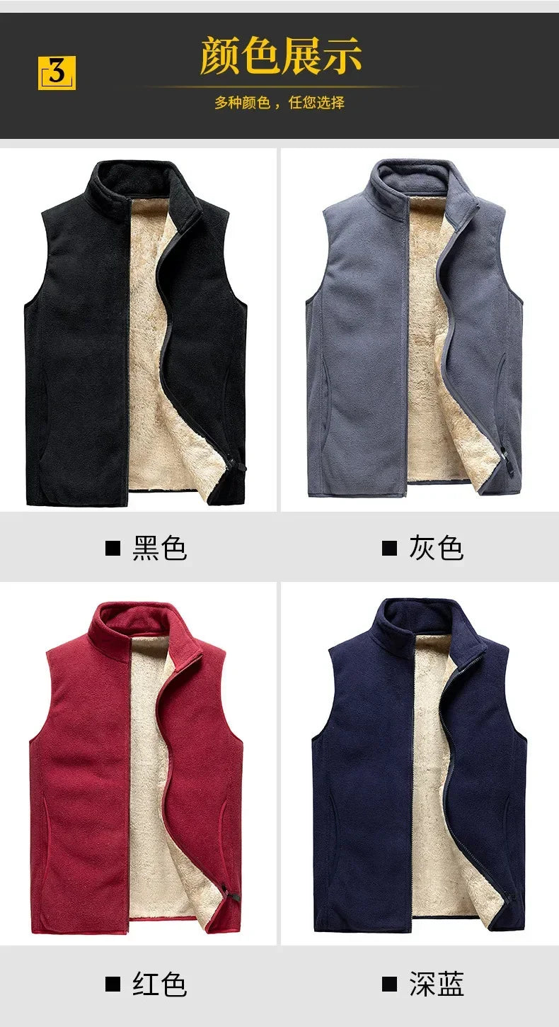 lamb cashmere waistcoat for men Brand Winter Jacket Men Vest Men Zipper Mens Jacket Sleeveless Casual Winter Waistcoat Men S-8XL